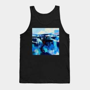 Study in Blue Abstract Landscape Painting Tank Top